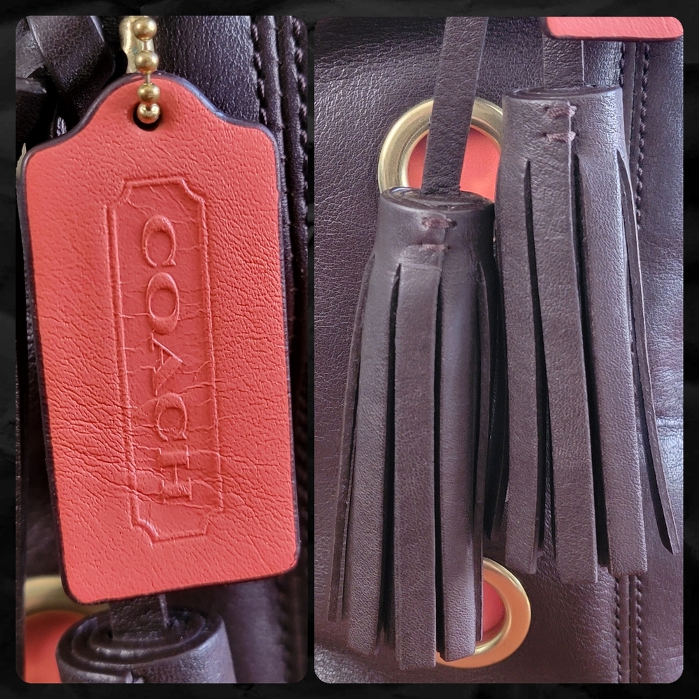 Coach 21181 Legacy Grommet Duffle Brown Orange Leather Shoulder Bag Y2K - Picture 6 of 16